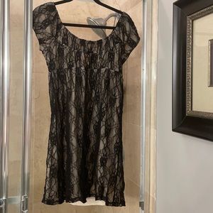 Black and beige lace dress